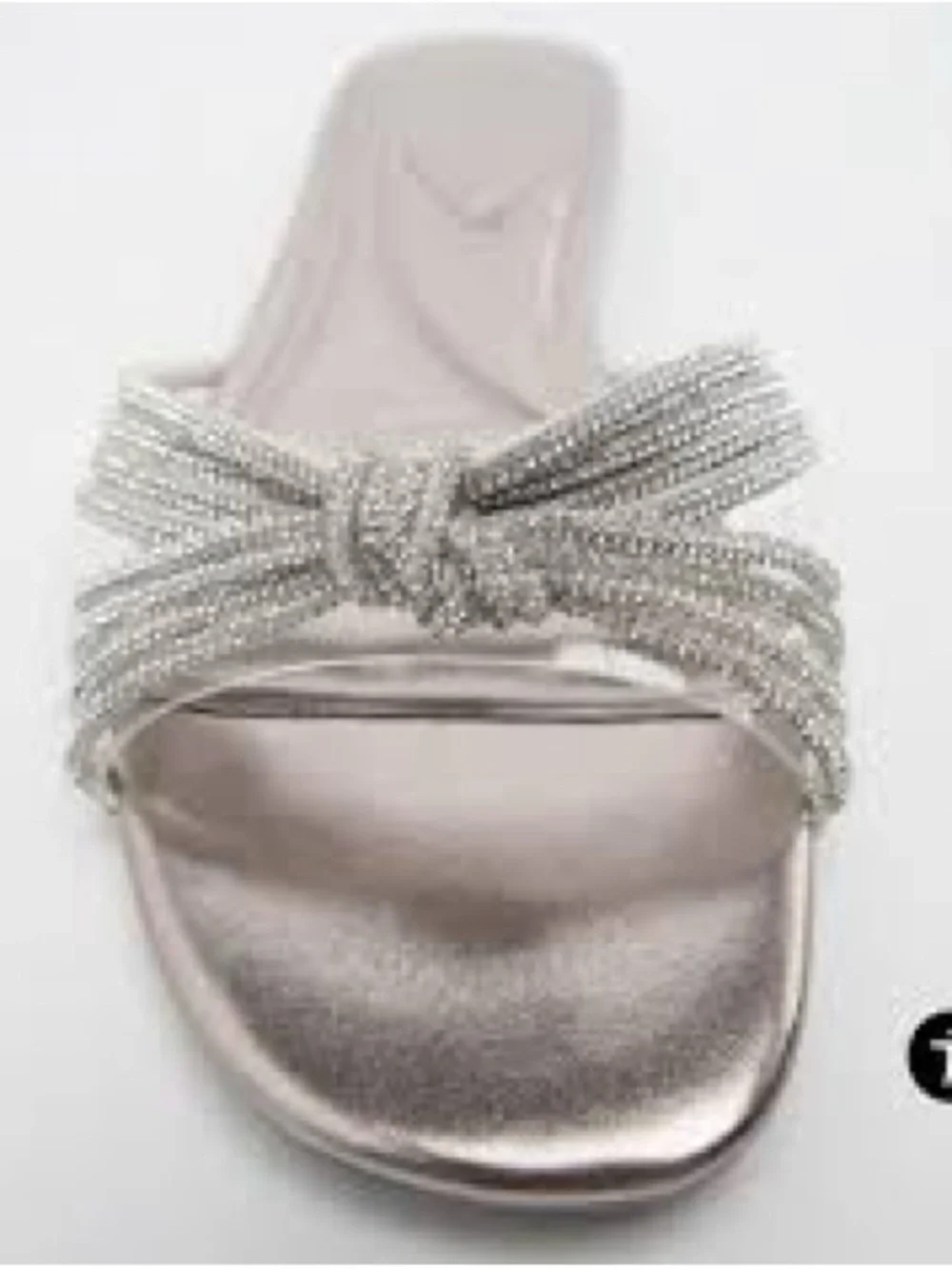 NWT Zara Metallic Silver Knotted Beaded Slide Mules - Picture 4 of 4